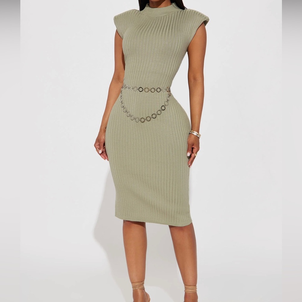 Neck Sweater Midi Dress